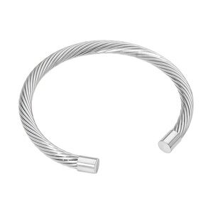 Stainless Steel Silver Twisted Cable Cuff